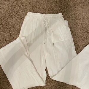 WHITE LINEN PANTS - SIZE 4